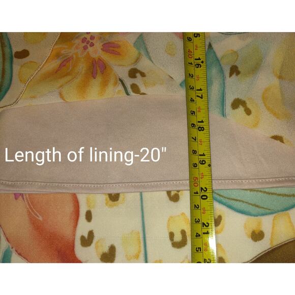 Ashley Stewart Yellow Skirt PLUS Sz 22 Floral Assymetrical Sheer Lined Flowy - Picture 8 of 16